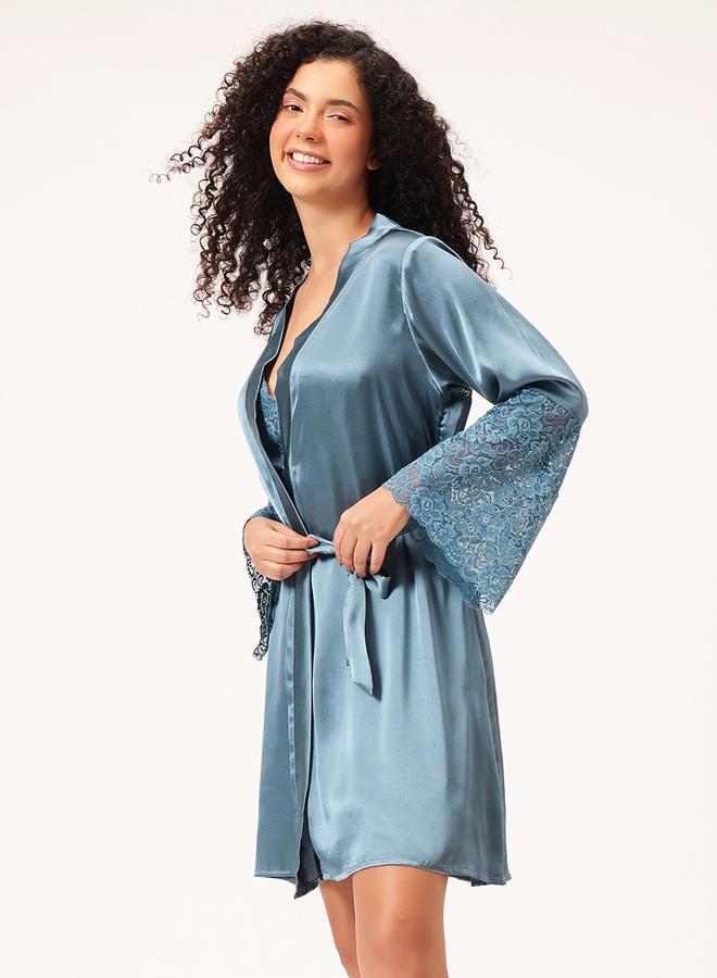 كلوفيا روب ساتان بحواف دانتيل - Image 4